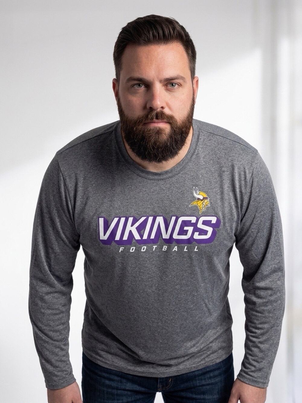 Vikings Gray Long Sleeve Shirt Size 2XL NFL Football Minnesota